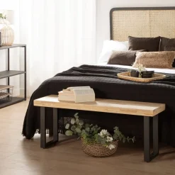 Klast Home Descalzadores Y Baúles Para Pie De Cama|Bancos Para Dormitorio Y Recibidor>Alys Negro/Natural/Natural/blanco