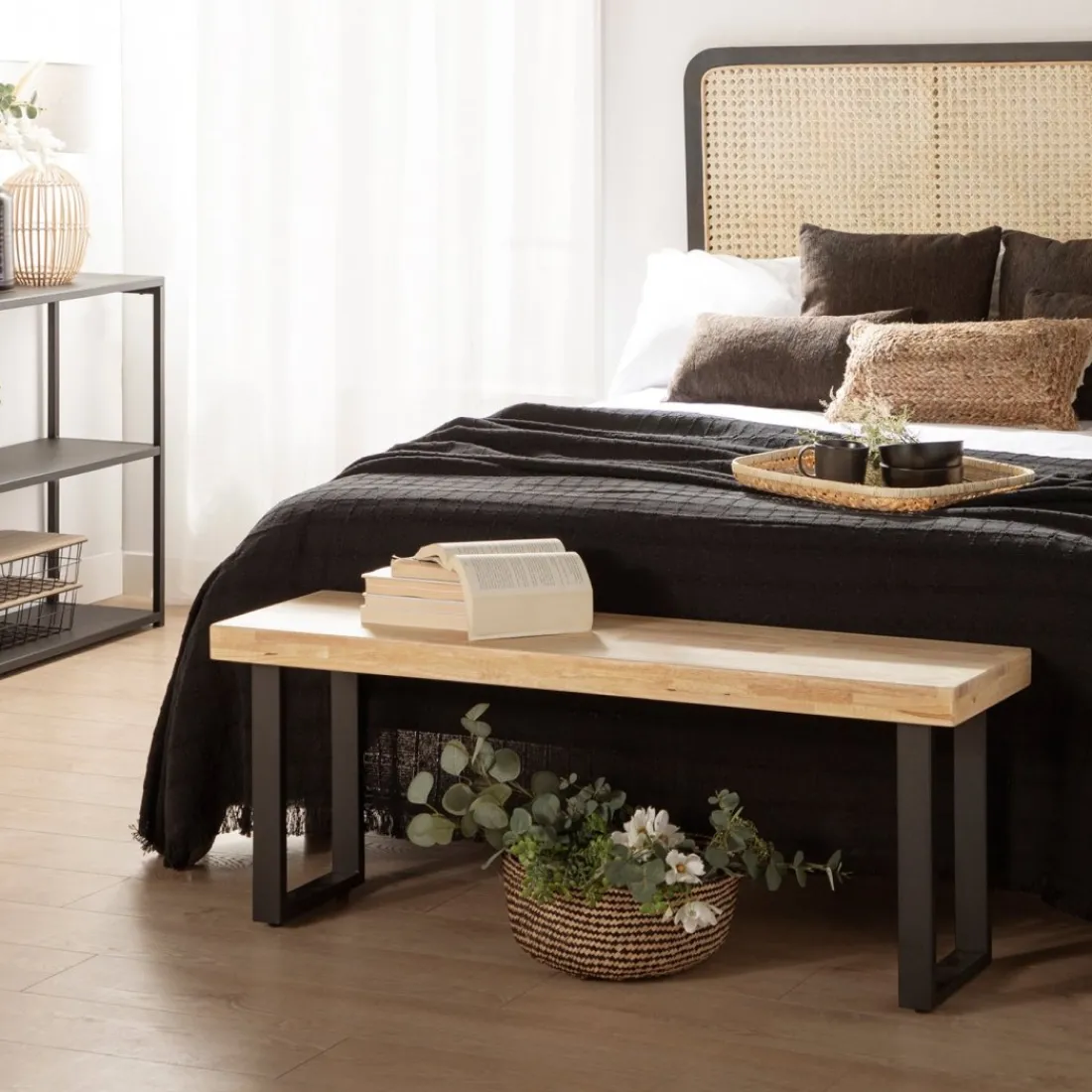 Klast Home Descalzadores Y Baúles Para Pie De Cama|Bancos Para Dormitorio Y Recibidor>Alys Negro/Natural/Natural/blanco