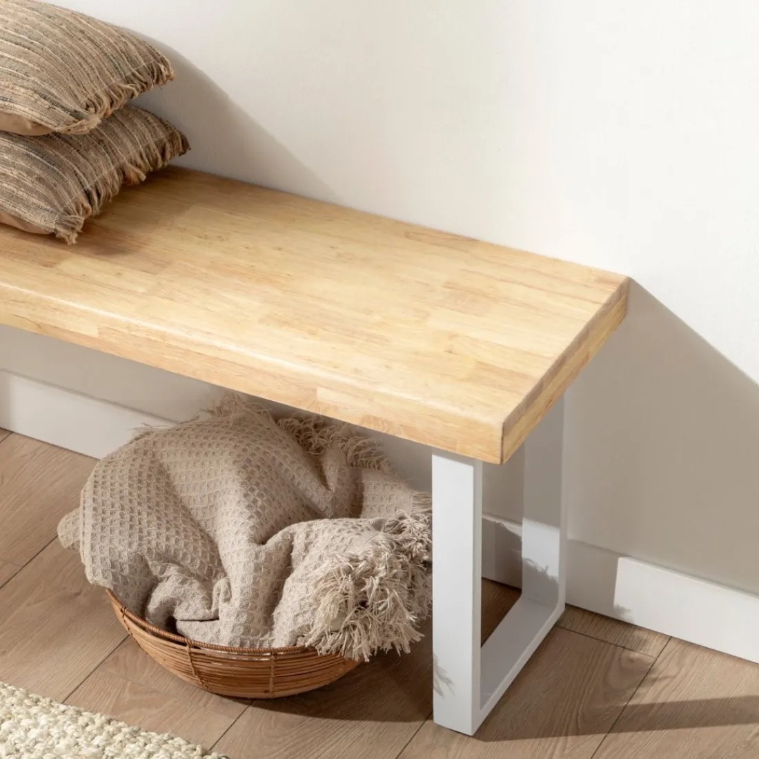 Klast Home Descalzadores Y Baúles Para Pie De Cama|Bancos Para Dormitorio Y Recibidor>Alys Natural/Blanco/Natural/blanco