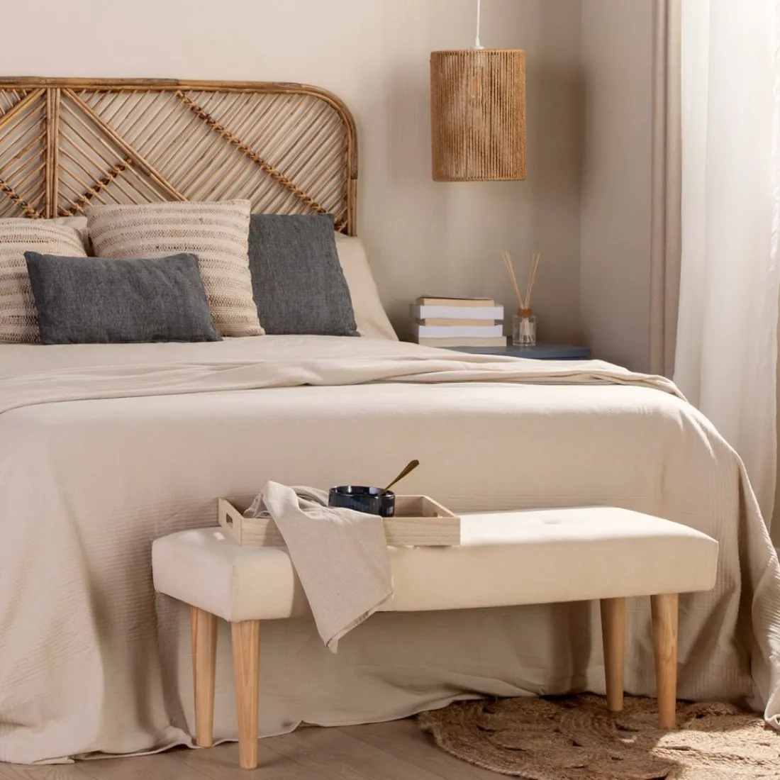 Klast Home Descalzadores Y Baúles Para Pie De Cama|Bancos Para Dormitorio Y Recibidor>Fiore Beige