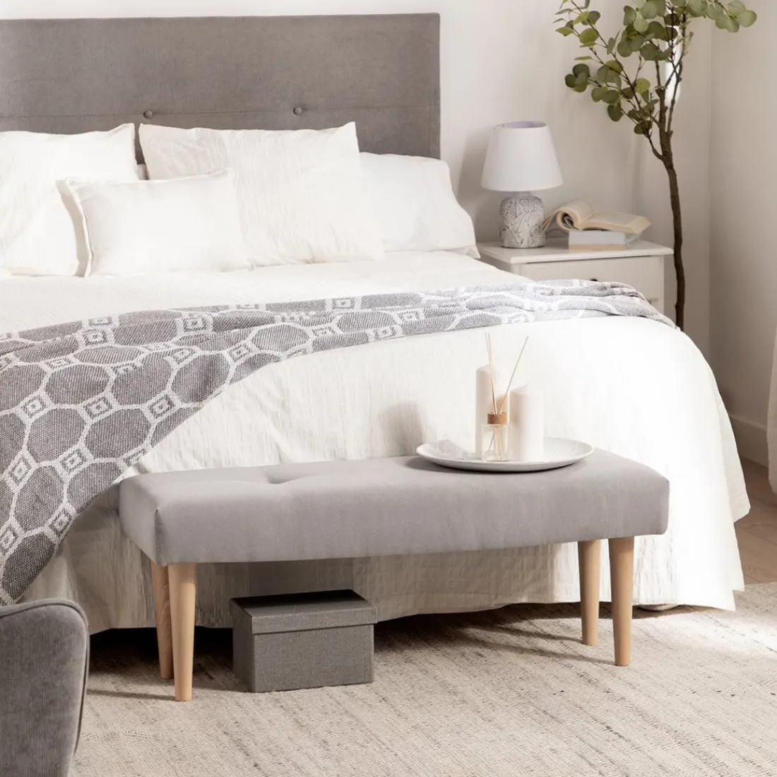Klast Home Descalzadores Y Baúles Para Pie De Cama|Bancos Para Dormitorio Y Recibidor>Fiore Gris