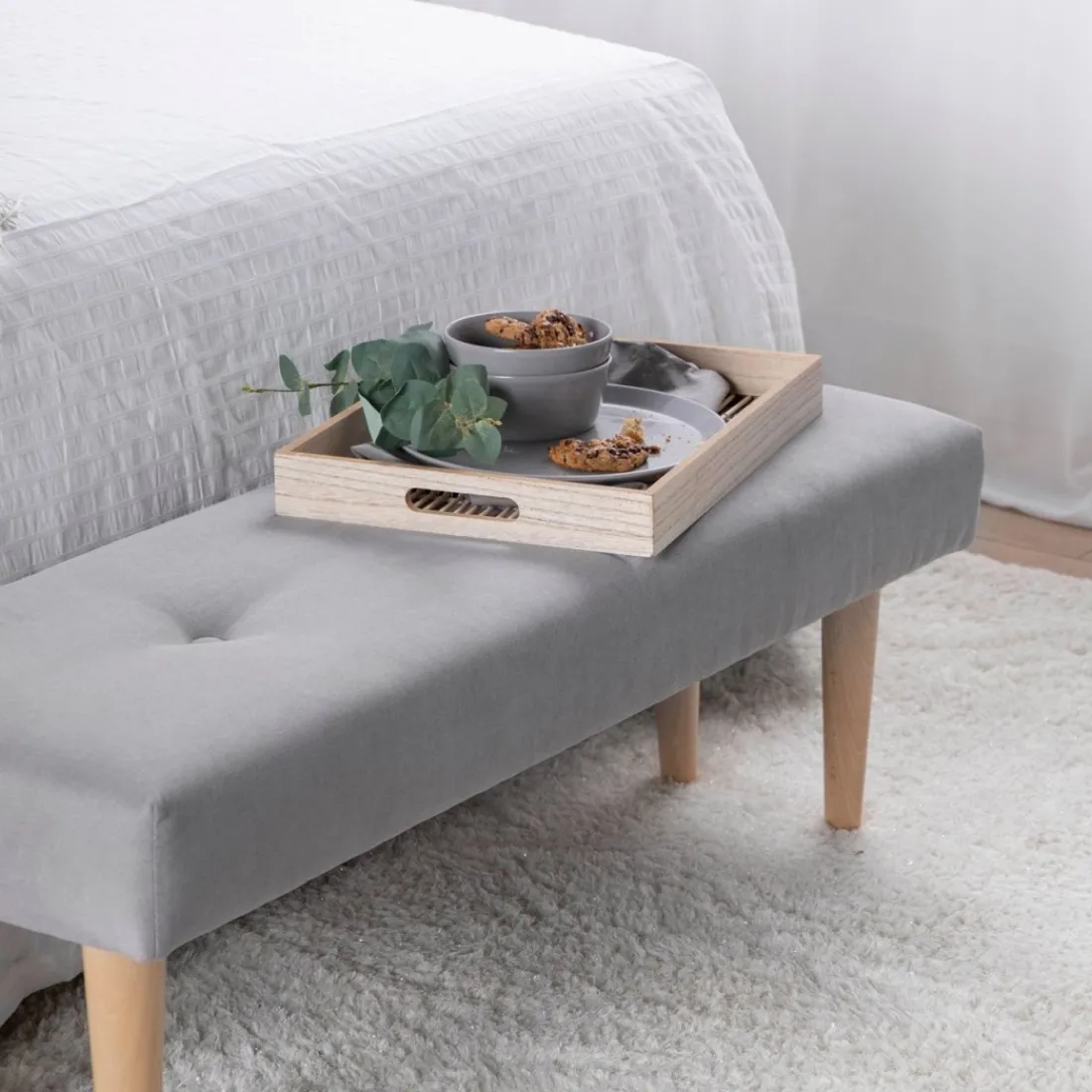 Klast Home Descalzadores Y Baúles Para Pie De Cama|Bancos Para Dormitorio Y Recibidor>Fiore Gris