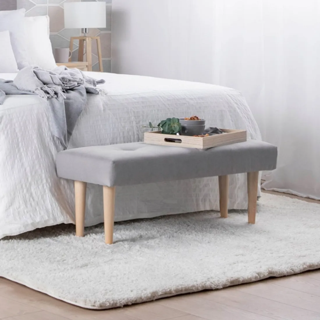Klast Home Descalzadores Y Baúles Para Pie De Cama|Bancos Para Dormitorio Y Recibidor>Fiore Gris