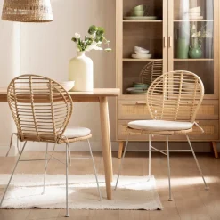 Klast Home Ratán|Packs 2 Sillas Ratán>Kala Negro/Natural/Blanco/Natural/blanco