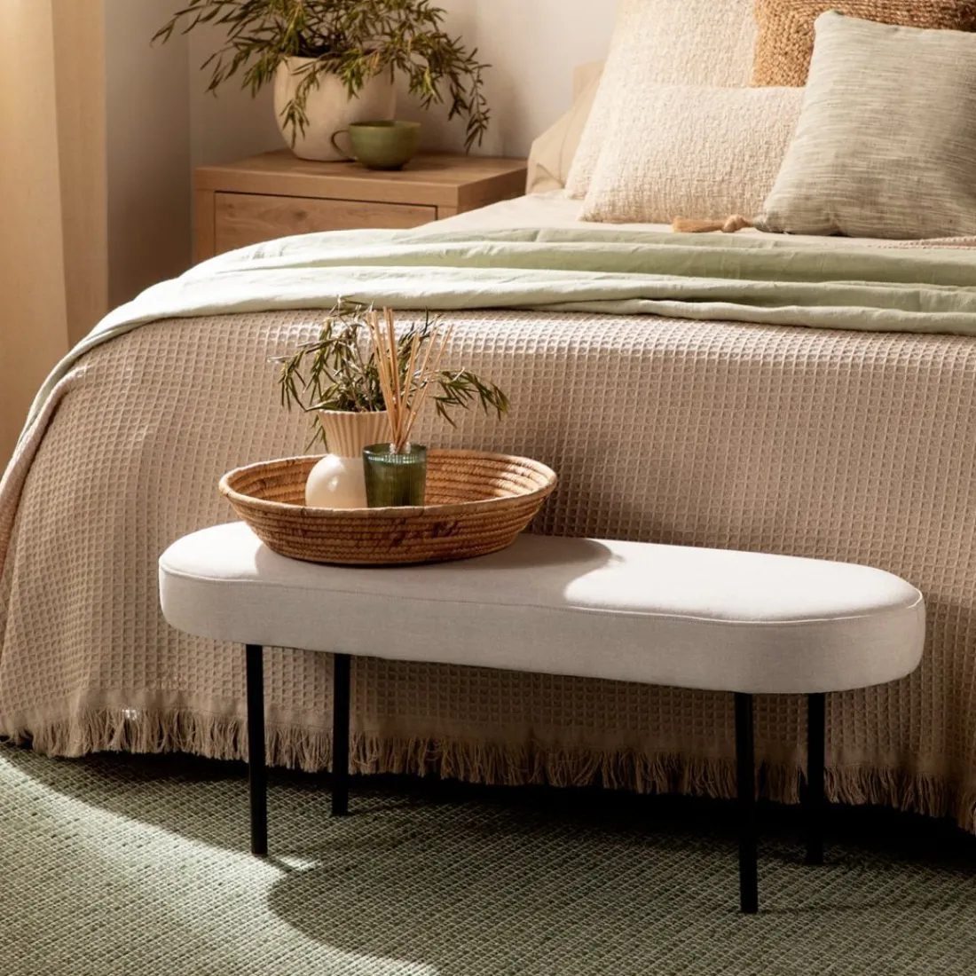 Klast Home Descalzadores Y Baúles Para Pie De Cama|Bancos Para Dormitorio Y Recibidor>Mena Beige